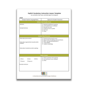 Explicit Vocabulary Instruction Template