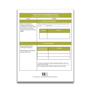 Morphology Instruction Lesson Planning Template