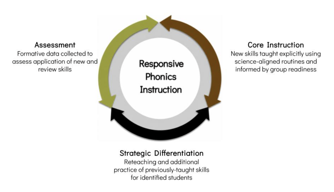 Responsive Phonics Instruction Cycle Process Graphic