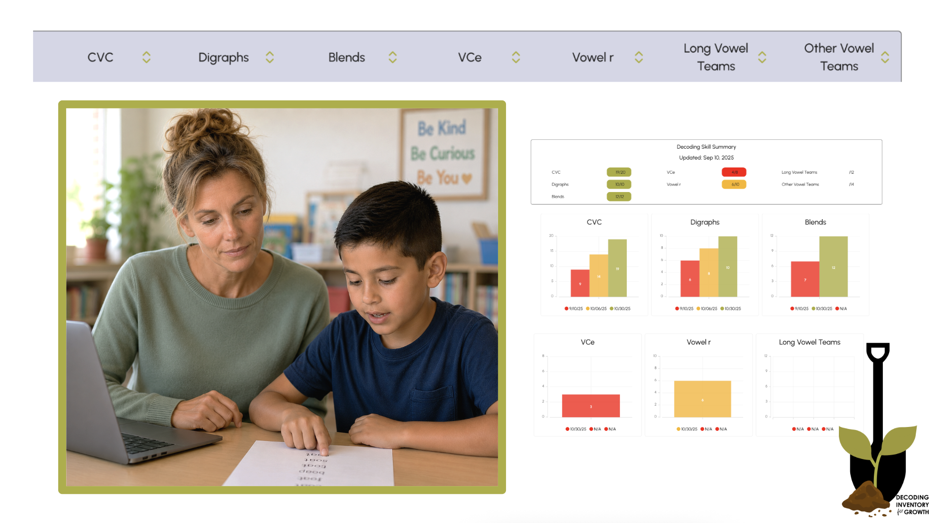 Teacher reviewing student work